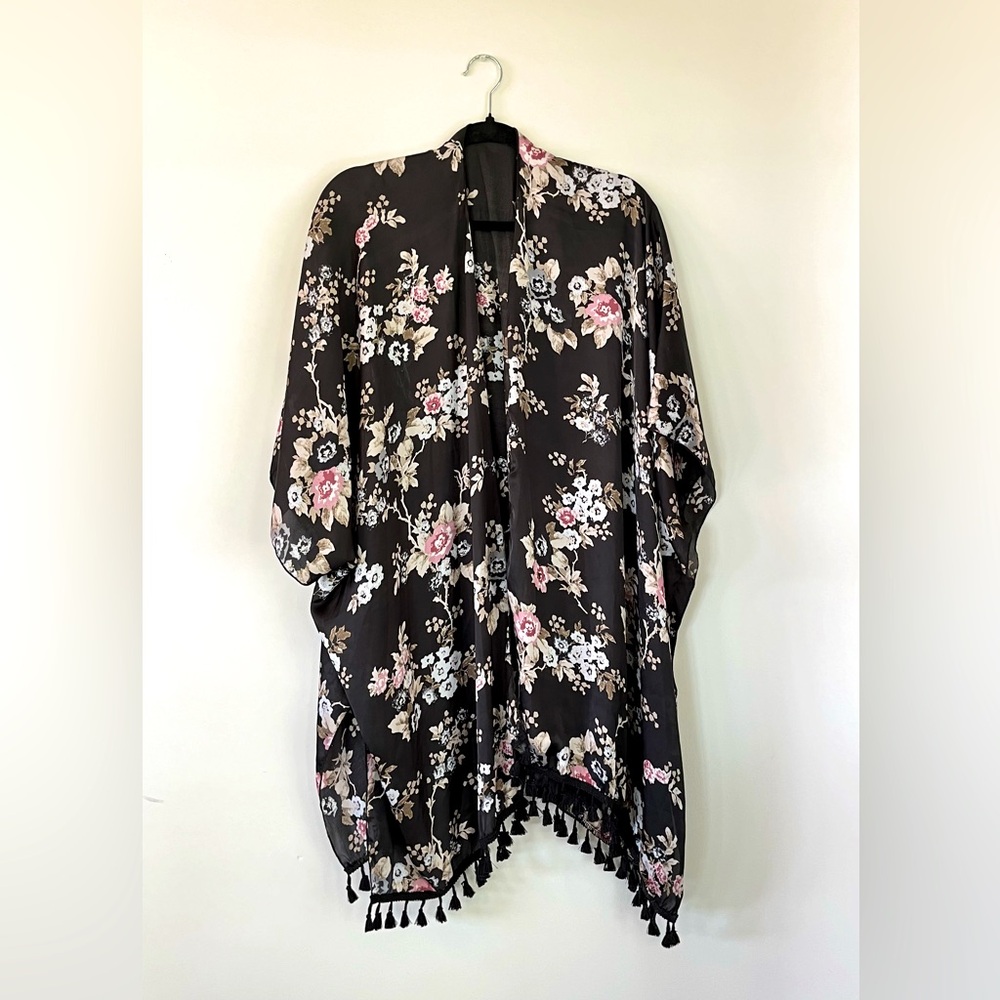 Floral and Fringe Bohemian Beach Coverup